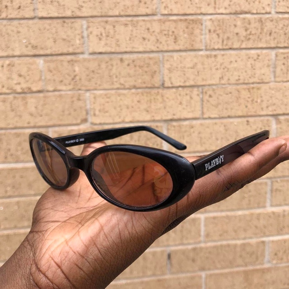 RARE Y2K Vintage 2005 Black Playboy Sunglasses Retro Preppy Goth Mcbling Oval